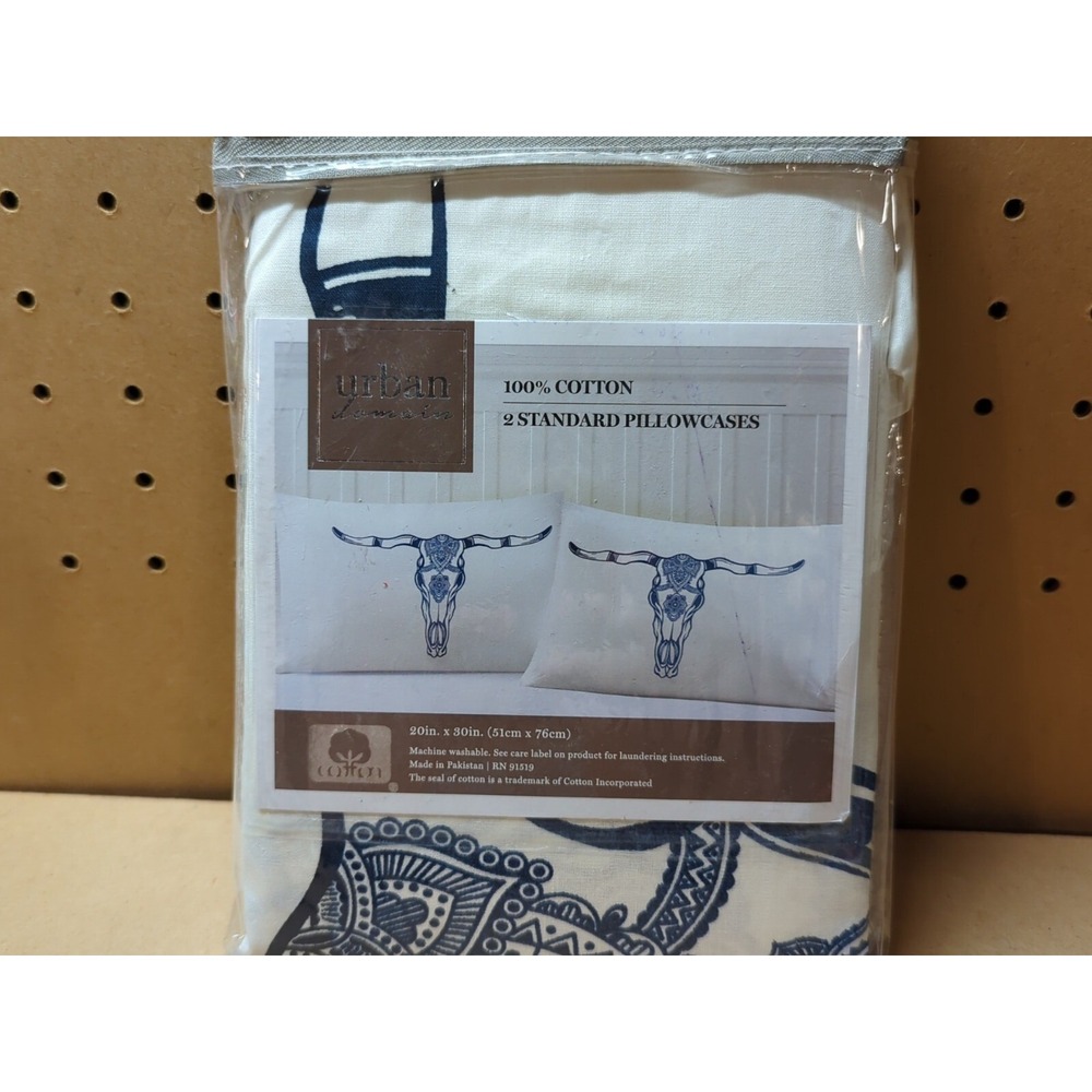 Urban Domain Steer Longhorn Standard Pillowcases 20inx30in 100% Cotton Brand New
